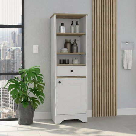 DEPOT E-SHOP Norwalk Linen Single Door Cabinet, Light Oak & White DE-MDB7124